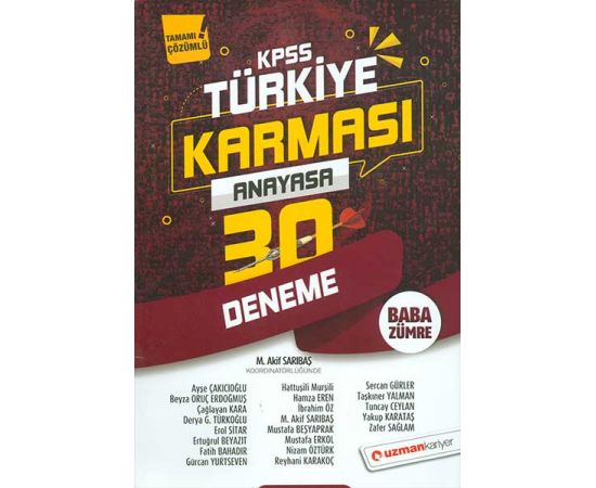 Uzman Kariyer KPSS Türkiye Karması Anayasa 30 Deneme