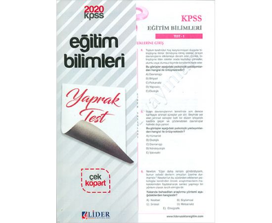 2020 Eğitim Bilimleri Yaprak Test Çek Kopar Lider Yayıncılık