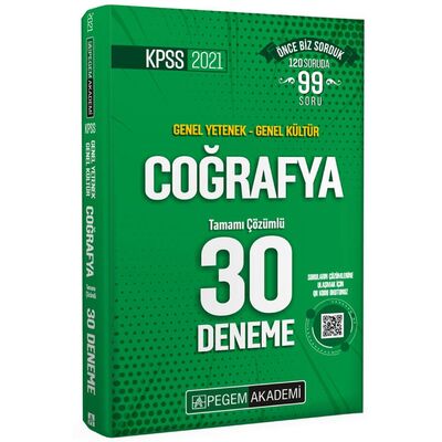 2021 KPSS Genel Yetenek Genel Kültür Coğrafya 30 Deneme Pegem Akademi Yayıncılık
