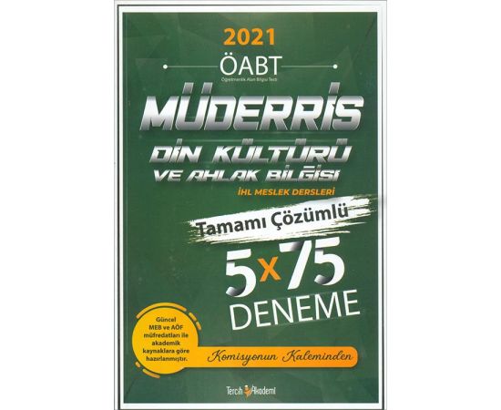 2021 ÖABT Müderris Din Kültürü ve Ahlak Bilgisi 5x75 Deneme Tercih Akademi