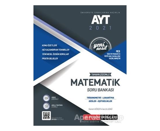 AYT 2021 Tamamı Çözümlü Matematik Soru Bankası Yeni Nesil (Trigonometri-Logaritma-Diziler-Eşitsizlik