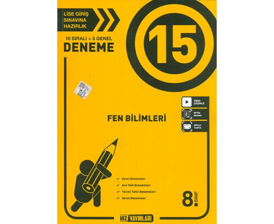 8.Sınıf Fen Bilimleri 15 Deneme Hız Yayınları