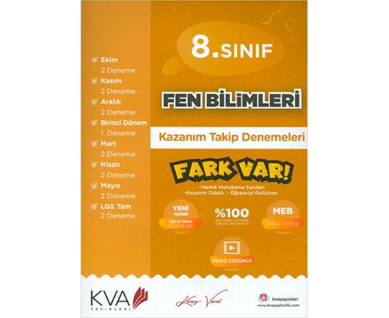 8.Sınıf Fen Bilimleri Fark Var Kazanım Takip Denemeleri Koray Varol Akademi