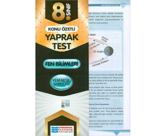Evrensel 8.Sınıf Fen Bilimleri Konu Özetli Yaprak Test