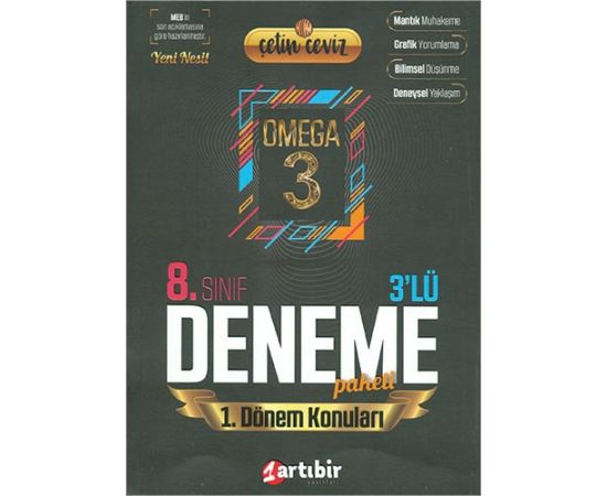 8. Sınıf LGS 1. Dönem Omega 3 3lü Deneme Paketi Artıbir Yayınları