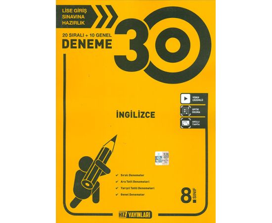 8.Sınıf İngilizce 30lu Deneme Hız Yayınları